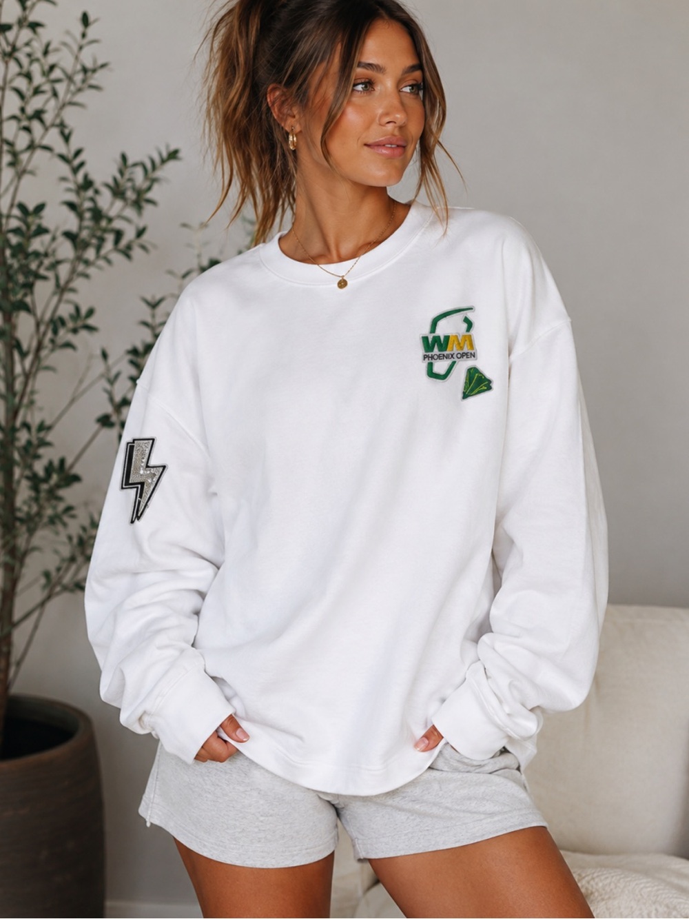 Lusso WM Phoenix Open White Crewneck Sweatshirt Made in LA